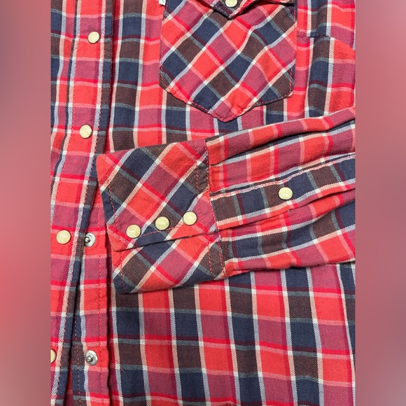 Levi's plaid pearl button western shirt - Picture 3 of 5